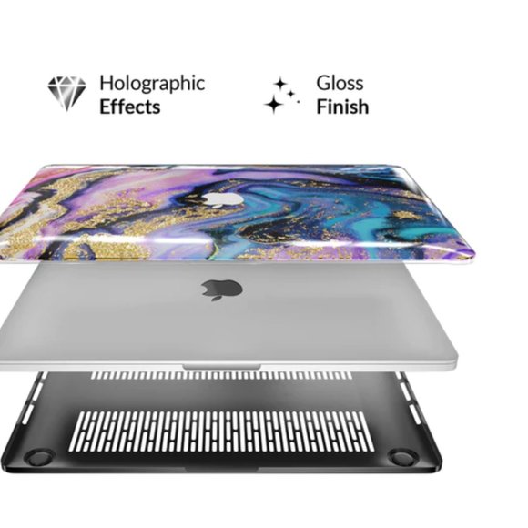 Velvet Caviar Galaxy Glitter Marble MacBook Case 2.0 NEW - Picture 2 of 11